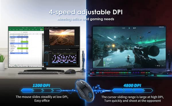 Gamingmus for Pro PC, USB 3.0 Kablet Gamingmus, Ergonomisk