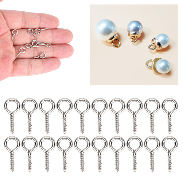 200 stk. Perleskrueøye Pin anheng tilkoblingsskrue Spike DIY Making Jewelry Accessorysilver