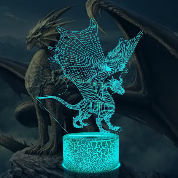 Drage 3D Natlampe, Dragelegetøj til Drenge Drage Natlampe