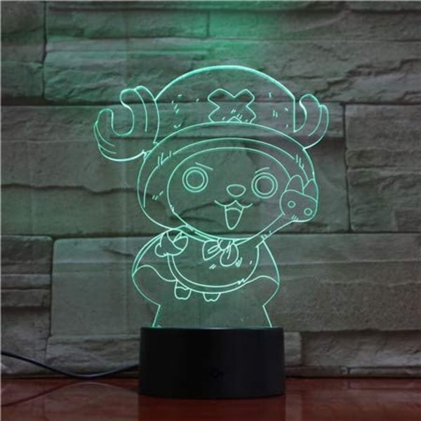 One Piece Luffy 3D Illusion Natlampe Smart Touch, RGB Effekt USB Kabel Drevet Kreativ 3D Japansk Anime Lampe