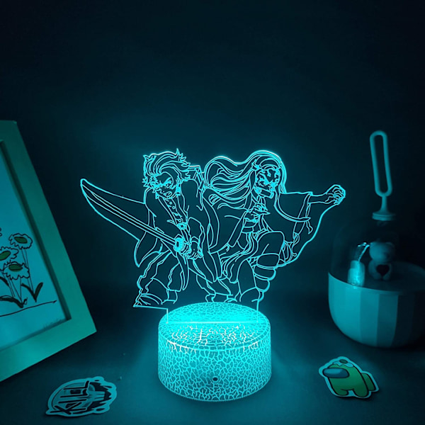 Demon Slayer Kamado Nezuko 3D Illusions nattlampe, Kreativ 3D Japansk Anime Lampe - Ideell gave til hjemmet