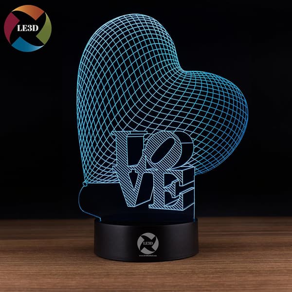 3D Optisk Illusions Natlampe - 7 LED Farveskiftende Lampe