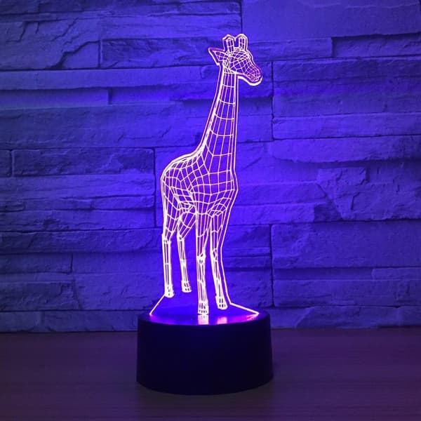 3D Giraff Nattlys Bord Skrivebord Optisk Illusjon Lamper 7 C