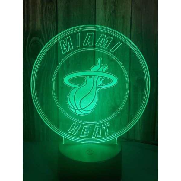 Miami Basketlag Heat lampa 3D Illusion Nattljus, Remo