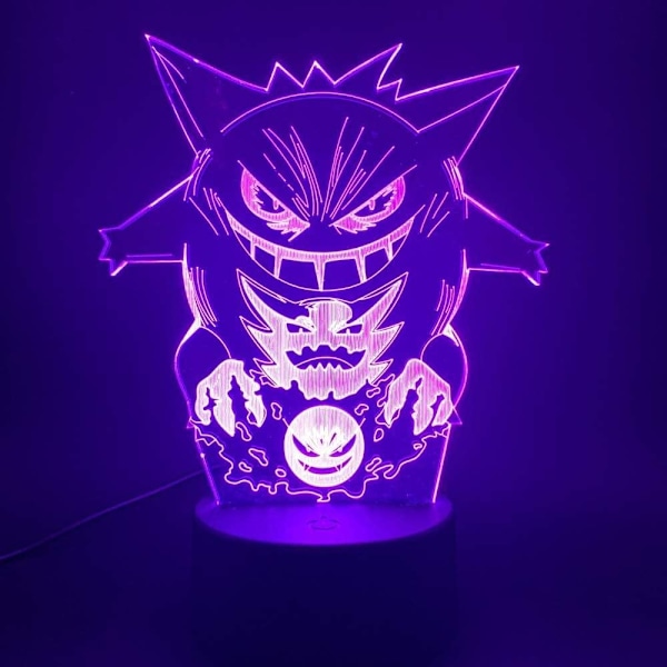 3D Nattlys Led Nattlys Spill GO Gengar Figur Atmosph