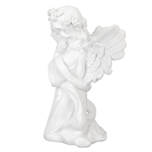 Harpiks Bedende Engel Figur Hvid Bøn Pige Vinkel Ornament Hold Kind Vinger Cherubs Skulptur til Bogreol Soveværelse Bryllupsdag Jubilæum