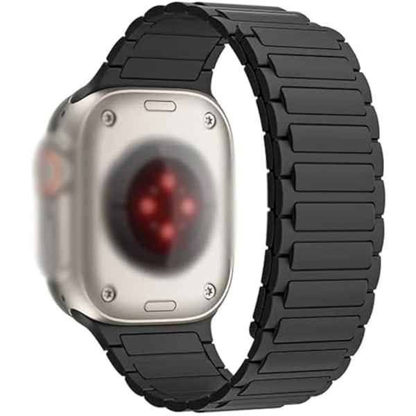 Silikoninen kellon ranneke Apple Watch -rannekkeelle miehille ja naisille, magneettinen ranneke 42 mm 44 mm 45 mm 49 mm säädettävä iWatch Series 8/4 -kelloille Black