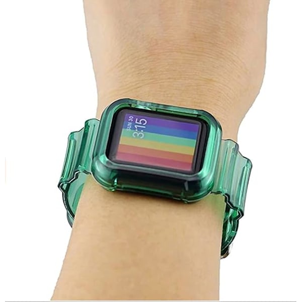 Kompatibel med Apple Watch-reim, Krystallklar iWatch-reim med robust støtfangerdeksel 38mm/40mm/41mm/42mm/44mm reimer for Apple Wa green 38mm--40mm