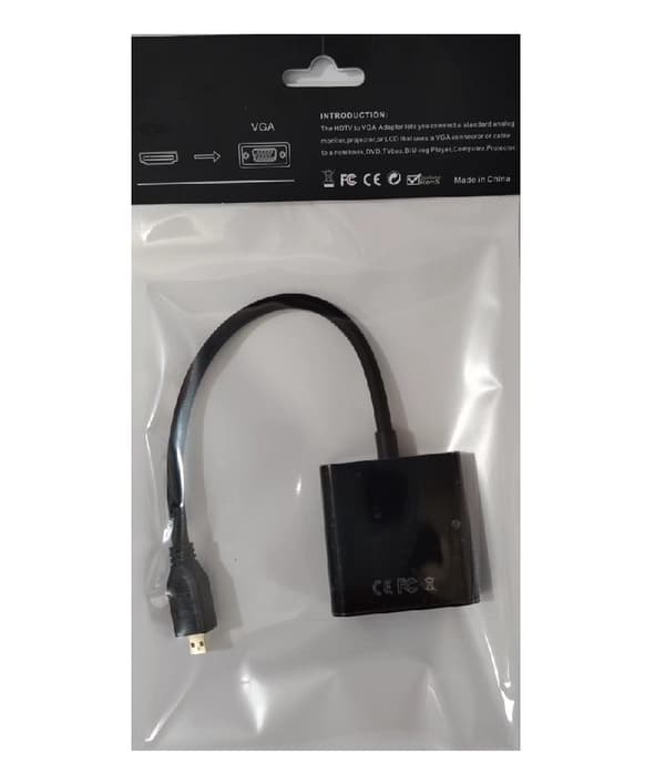 Micro HDMI til VGA-omformer Micro HDMI til VGA videokonverteringskabel 1080P 0,2m, 2-pakning