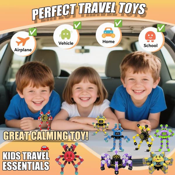 4-pack transformerbara fidget spinner-leksaker, deformerbar kedja fidget-leksak för barn, tonåringar och vuxna