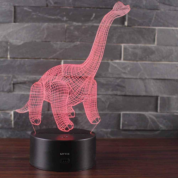 3D Lampa Brachiosaurus Dinosaurie Leksaker Illusion 2D Nattlampa Jul Julfestival Födelsedag Alla hjärtans dag Kärleksgåva