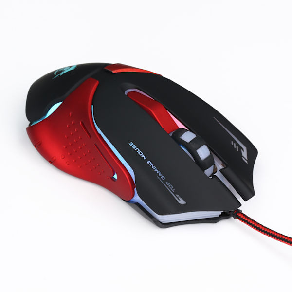 USB-kabelansluten mus, Plug and Play 3200 dpi, justerbar, 6 knappar