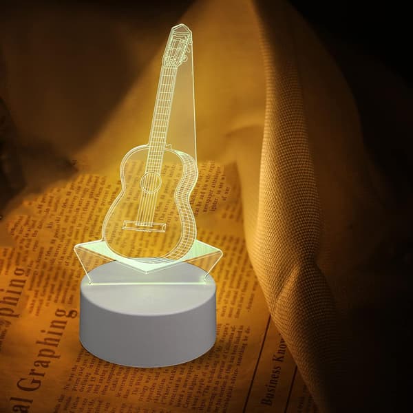 3D gitarr nattlampa 3D illusionslampa idéval för musik