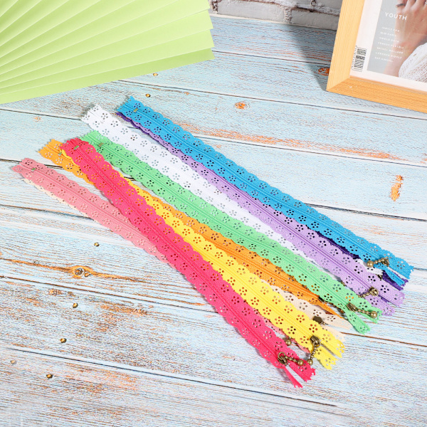 10 st spetsblixtlås blandad stil knopp silke form nr 3 nylon sy klädtillbehör 30 cm