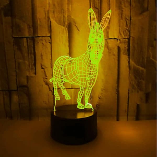 3D Æsel Natlampe Illusion Natlampe 7 Farve Chan