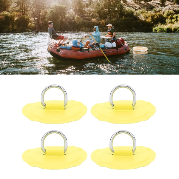 D Ring Patch Rund Lett D Ring PVC Patch for oppblåsbare båt Surfebrett Stand Up Paddleboard 4 stk Gul