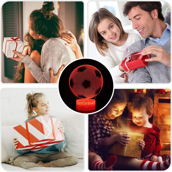 Fotbollsnattlampa 3D för barn, 16 färger