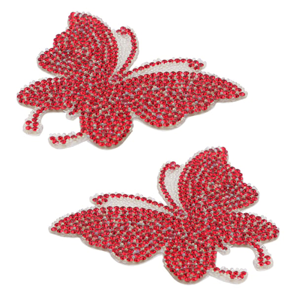Krystall Butterfly Sticker Shiny Adhesive Hot Rhinestone for Dekorasjon Klær Bil DatamaskinRød
