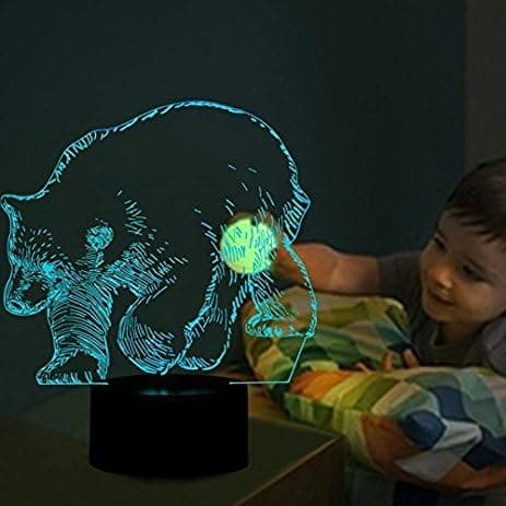 3D Bjørn Nattlampe Optisk Illusjon Dyre Nattlampe