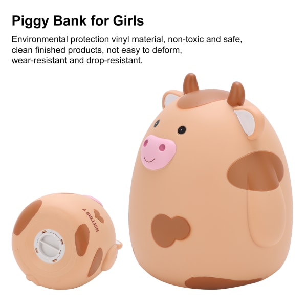 Piggy Bank Cartoon Cow Søt Praktisk Vinyl Broken Resistant Myntbank for barnedagsgaver