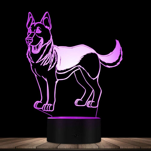 3D Varg Hund Nattljus Lampa Illusion Led 7 Färgförändring T