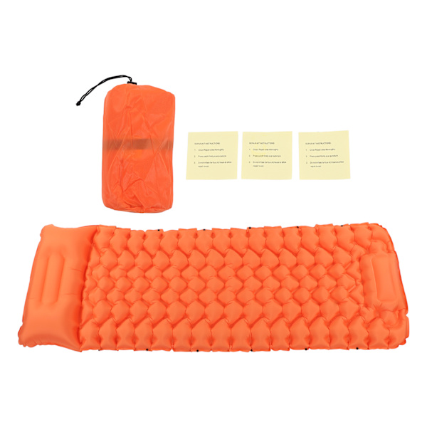 Oransje Camping Soveunderlag Vanntett Nylon Ergonomisk Støtte Fot Trykk Oppblåsing Camping Madrass for Utendørs Hjemmekontor