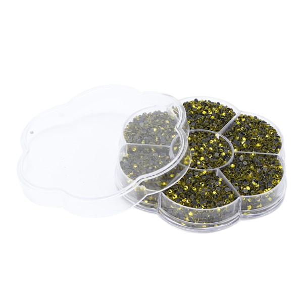 14400 stk. flade bagsiderhinestones, blændende farverige DIY robuste iriserende rhinestones runde perler til manicure makeup, citrongul