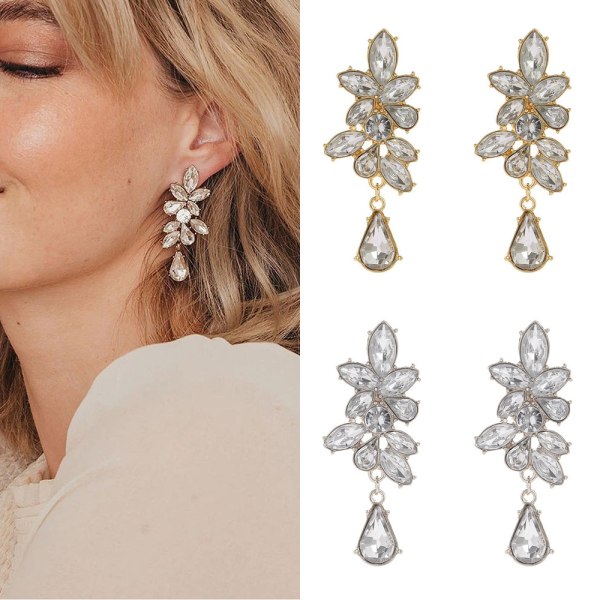 2PCS Cubic Zirconia Statement Örhängen - Kristall