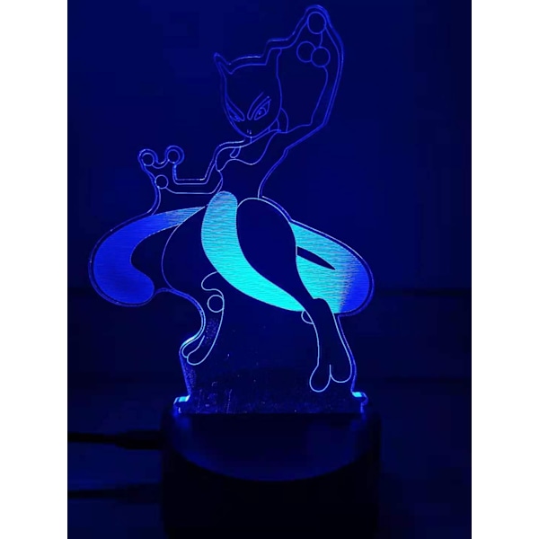 Tegneserie nattlys for kvinners bursdag - 7 fargeendrende 3D optisk illusjonslampe Jenter skrivebord LED berøringslampe