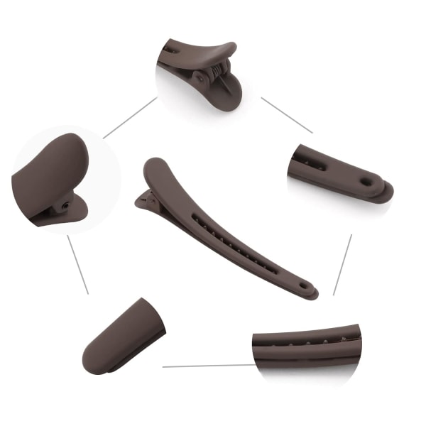 12 stk. hårklemmer til styling sektionering, 3,1 tommer matte alligator hårklemmer hårspænder ingen crease andebilled hårklemme Khaki,Black,Brown,Coffee