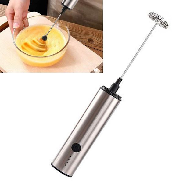 Mini elektrisk pisker - Multifunktionel USB genopladelig 3 hastigheder justerbar trådløs elektrisk æggepisker til æg, kaffe og mælk