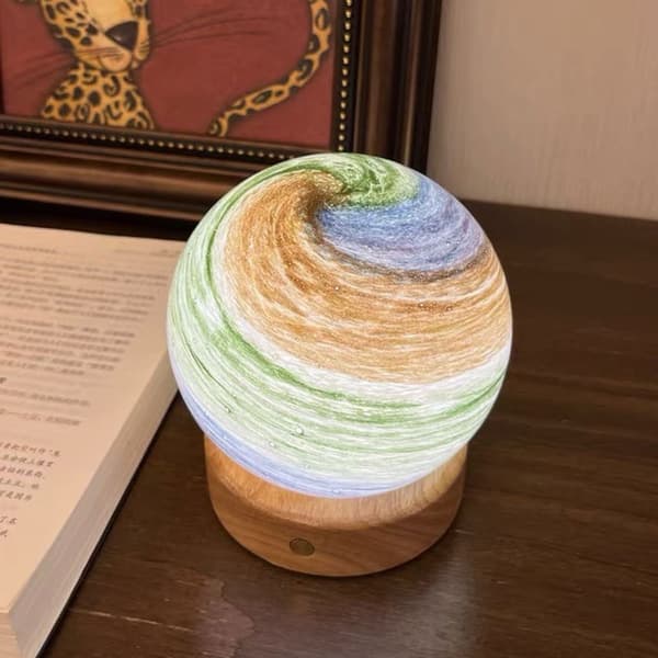 3D Planet Lampe, glas Månelampe Måne Natlys Gave Til G