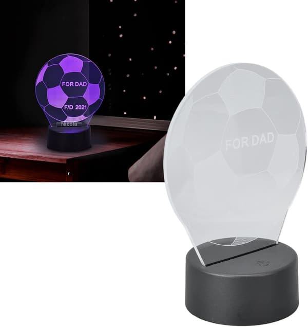 3D Natlampe, Fodbold 3D Lampe, 7 Farve LED Optisk Illusion