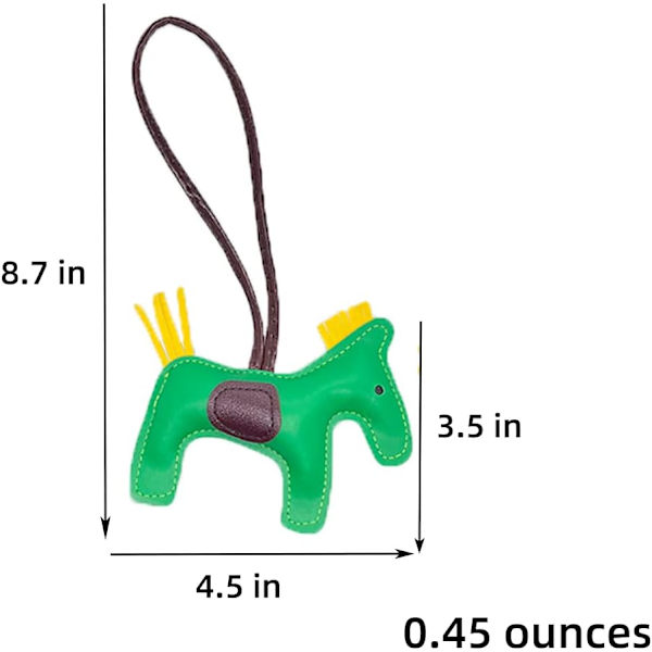Läder Tassel Pony Nyckelring Läder sydd häst styling söt mode väska tillbehör Green + Red