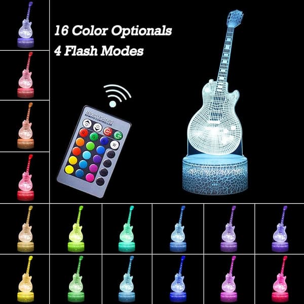 Gitar Nattlys, 3D Illusjonslampe Gitarlys for Barn