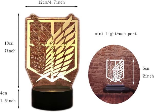 3D Illusion Attack Titan Merch Natlampe LED Anime Lampe Ne