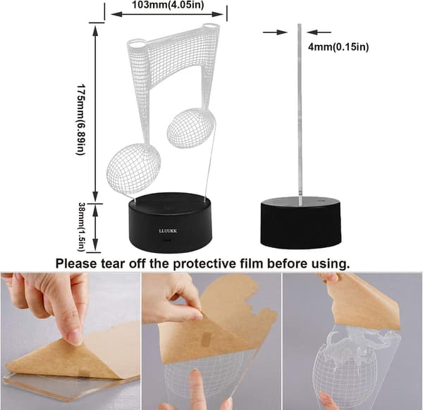 3D Natlampe Note Form 2D Bordlampe til Musik Guitar elsk