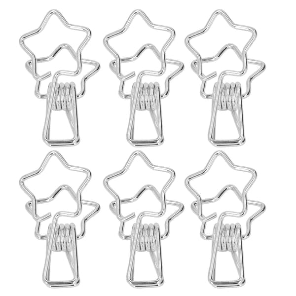 100 stjärnformade klämmor i ihålig tecknad stil, starka klämmor, robusta små pappersklämmor för dokument, kläder, papper, silver