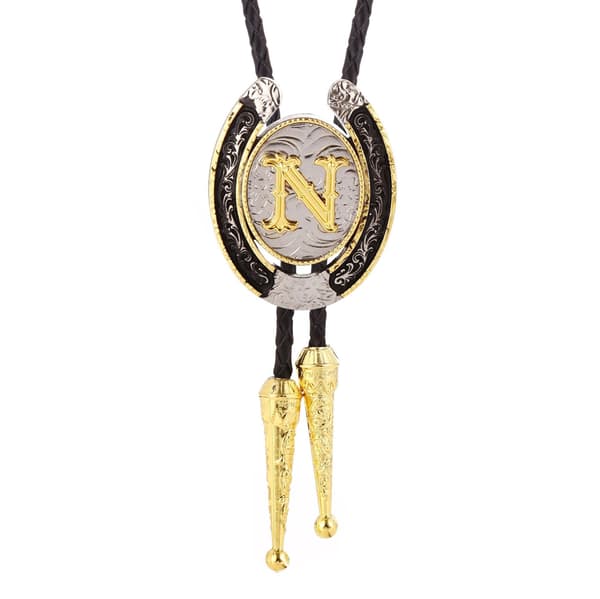 Vintage Bolo Tie til mænd - Initial Letter ABCDMJR til Z Wester N