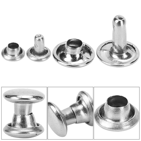 500 st silver dubbellock runda svampformade metallnitar läderhantverkstillbehör (7x7)