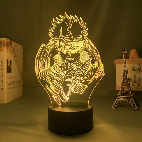 JK Figurlampor, Anime-gåvor för pojkars sovrum, 3D Illusionslampa Gojo Itadori Yuji Manga Merch Ljus för barns rum