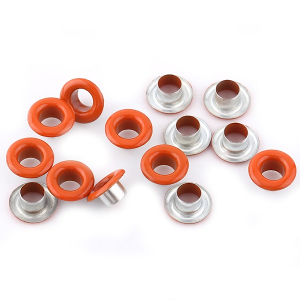 100 set 5mm metalliska scrapbooking-öljetter spänne läderhantverk klädtillbehör (orange)