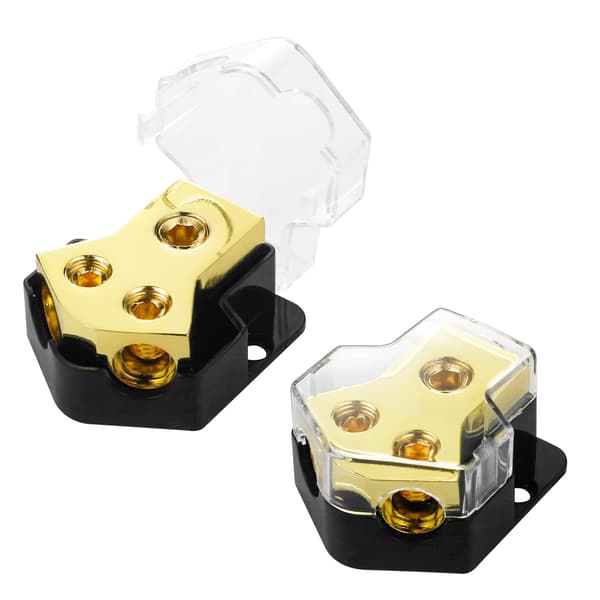 2 stk. 2-vejs strømfordelerblok, multi-specifikation input/output sikrer stabil forbindelse, effektiv fordeler ideel til bil 2pcs