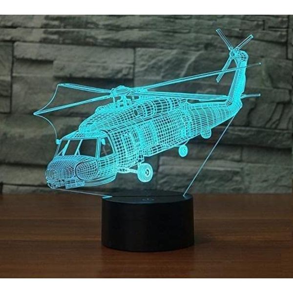 3D-plan helikopter nattljus touch bordsskiva optisk illusion