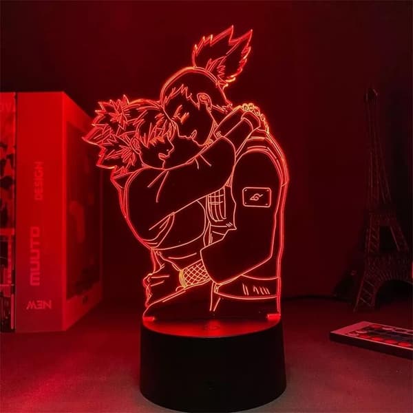 Anime USB 3D Lampe Shikamaru og Temari Led Nattlys for B