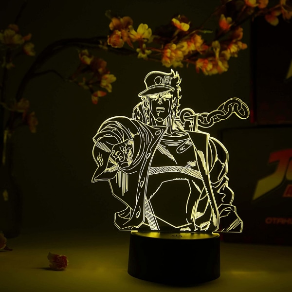 Jotaro Kujo Otaku-lampa – JoJo's Bizarre Adventure – Anime-lampafigur nattlampa, 16 färger RGB LED – Fjärrkontroll