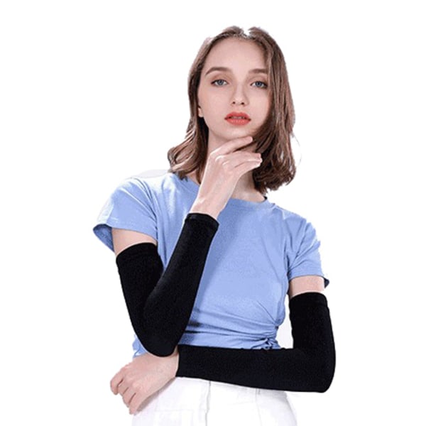 3 Pairs Arm Sleeves Summer Outdoor Sun UV Protection Cooling Ice Silk Compression Arm Sleeve for Men Women Black