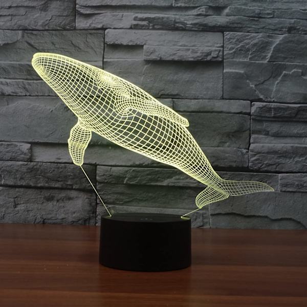 Hval Gaver til Hvalelskere 3D Illusion Natlampe