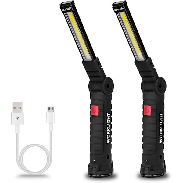 Verktygsgåvor för Män 2-pack Laddbara LED-arbetslampor med Magnetisk Bas, 360° Rotation, Mångsidig Belysning för Reparationer, Utomhus, Julgåvor, Gåvor