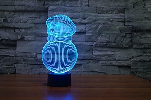 3D Illusjon Snømann Nattlys 7 Fargeendringer LED Bordlampe Des